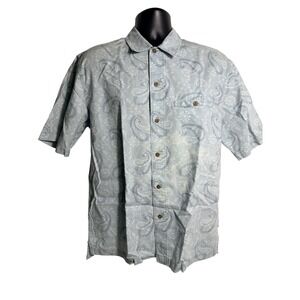 Woolrich Shirt Mens Medium Blue Paisley Short Sleeve Button Up Day Break Casual